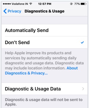 Stop auto sent details to Apple