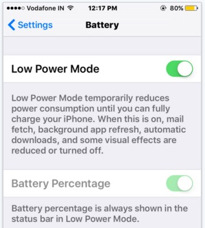 Enable low power mode to increase battery life when iPhone battery drain fast